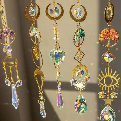 Árbol de la Vida: Suncatcher de Cristal Ágata con Prisma Arcoíris