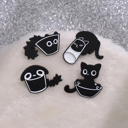 Enchanted Panthers: Black Kitty Pins 