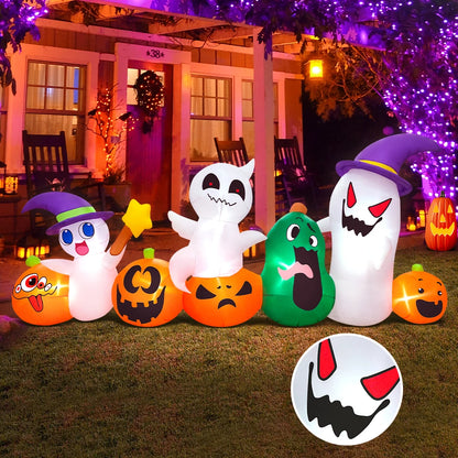 Arco Inflable Fantasma, Calabaza y Bruja para Halloween