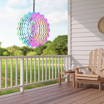 Mandala Solar: Campanilla de Viento 3D para Patio y Jardín