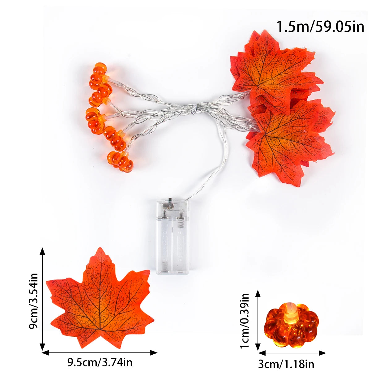 Guirnalda de Hojas de Arce y Calabazas con Luces LED