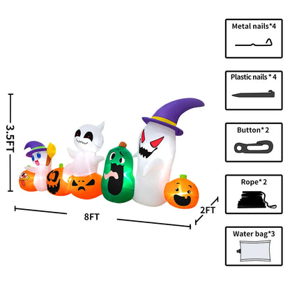 Arco Inflable Fantasma, Calabaza y Bruja para Halloween