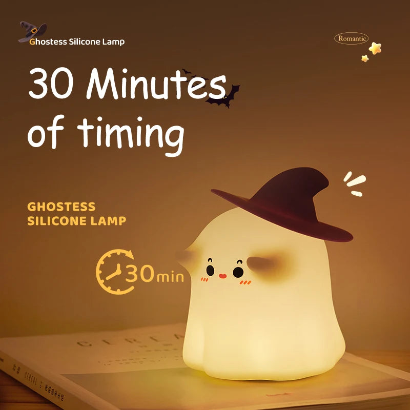 Spooky Glow: Haunted Halloween Light - LED Silicone Night Lamp for Kids