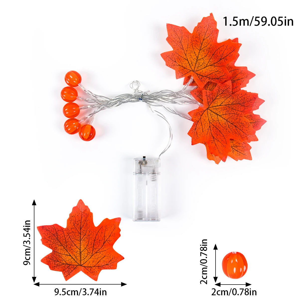 Guirnalda de Hojas de Arce y Calabazas con Luces LED