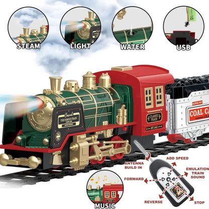 Expreso Navideño – Tren Eléctrico Vintage con Vapor para el Árbol de Navidad