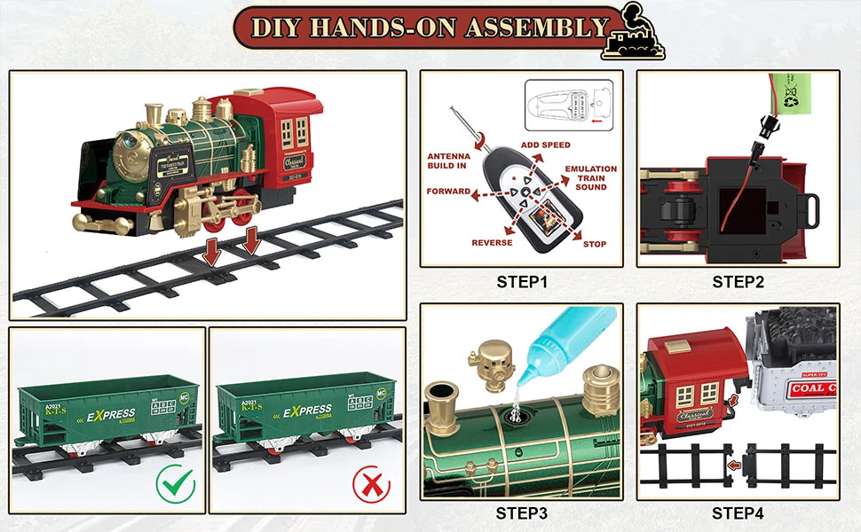 Expreso Navideño – Tren Eléctrico Vintage con Vapor para el Árbol de Navidad