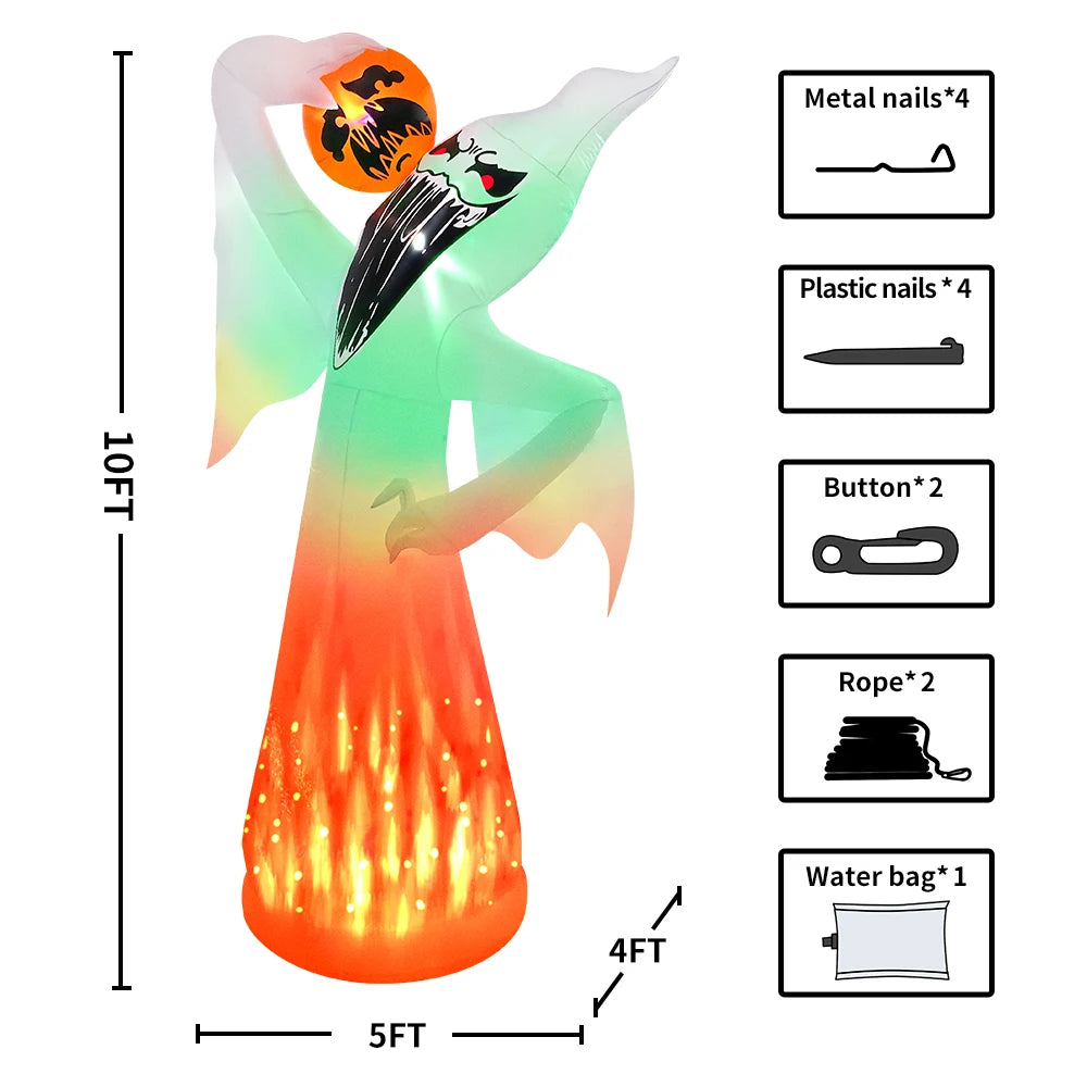 Arco Inflable Fantasma, Calabaza y Bruja para Halloween