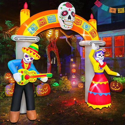 Arco Inflable Fantasma, Calabaza y Bruja para Halloween