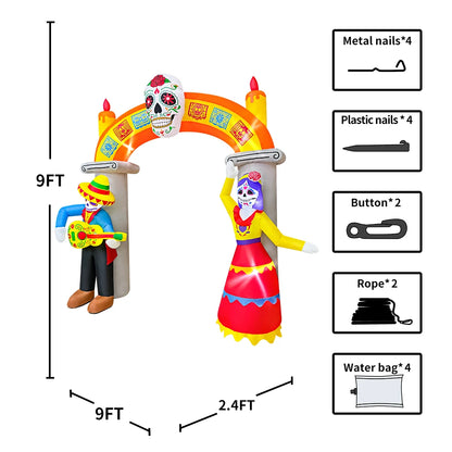 Arco Inflable Fantasma, Calabaza y Bruja para Halloween